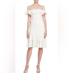 JAYGODFREY Momoa Ivory Ruffled Off the Shoulder Dress Size‎ 2 New with tags